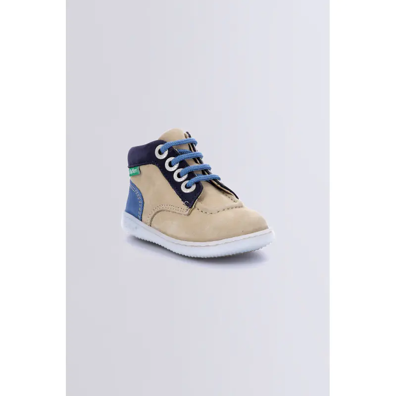 Kickiconic Beige marine bleu BOTTILLONS Cuir Mixte