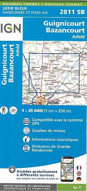 IGN - 2811 SB GUIGNICOURT BAZANCOURT 1 25 000