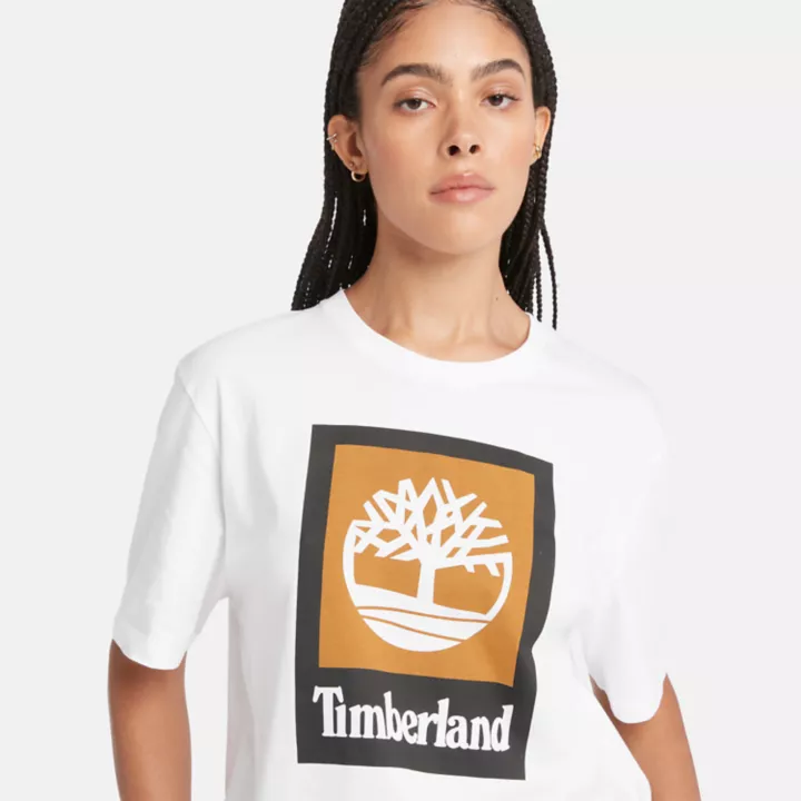 T-shirt à logo en relief unisexe en blanc/noir