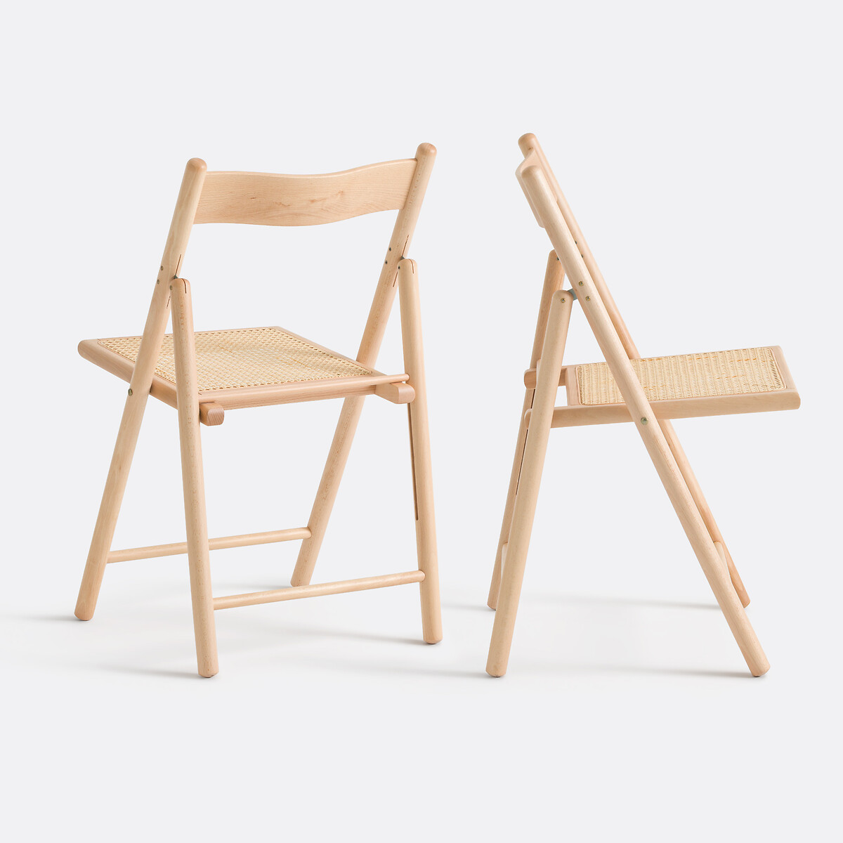 LA REDOUTE INTERIEURS<br>Conjunto de 2 cadeiras dobráveis em madeira de faia e rattan, Mauryn