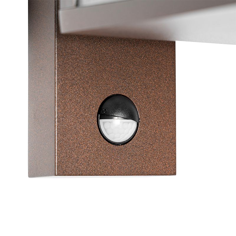 Buiten wandlantaarn roestbruin met bewegingssensor IP44 - Charlois