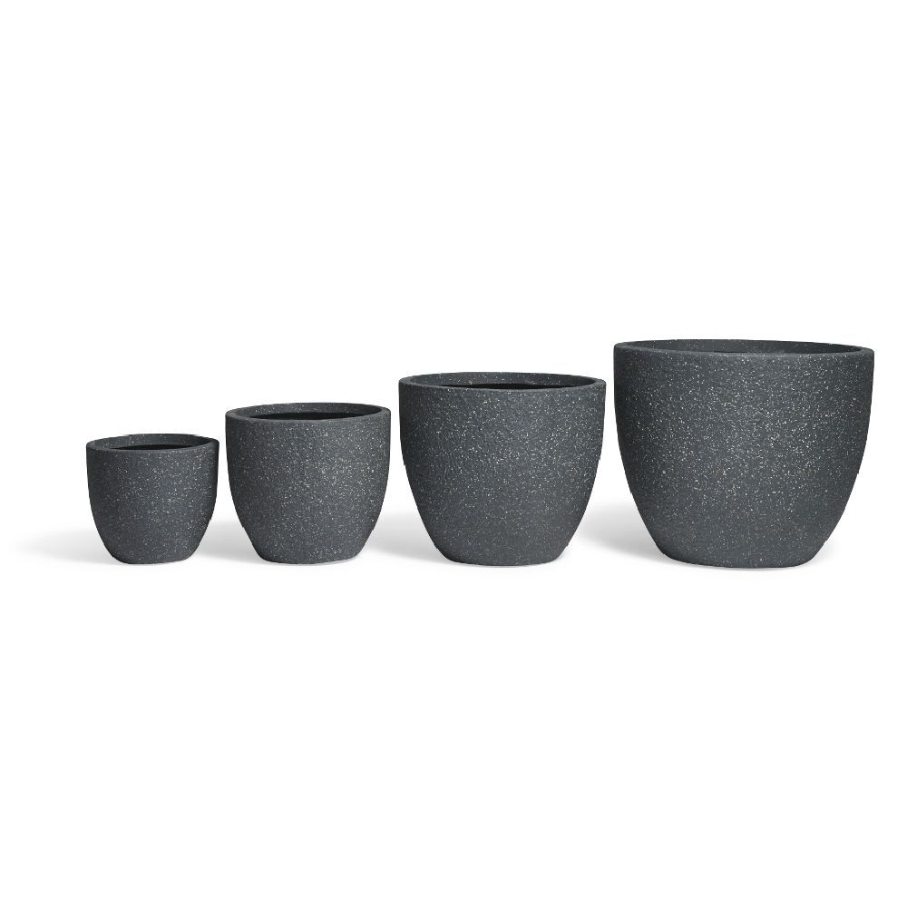 Cache pot fibre d'argile rond effet pierre noir Ø58cm