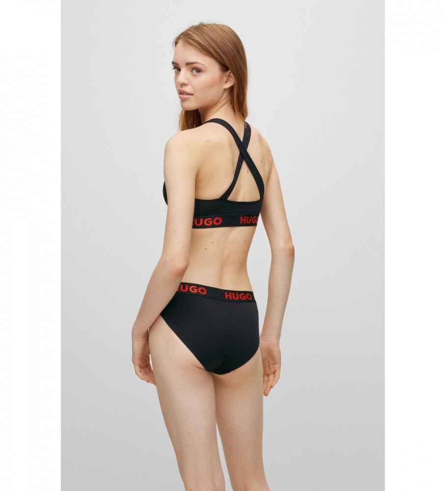 Sutiã Bralette Elástico HUGO Logos, Preto