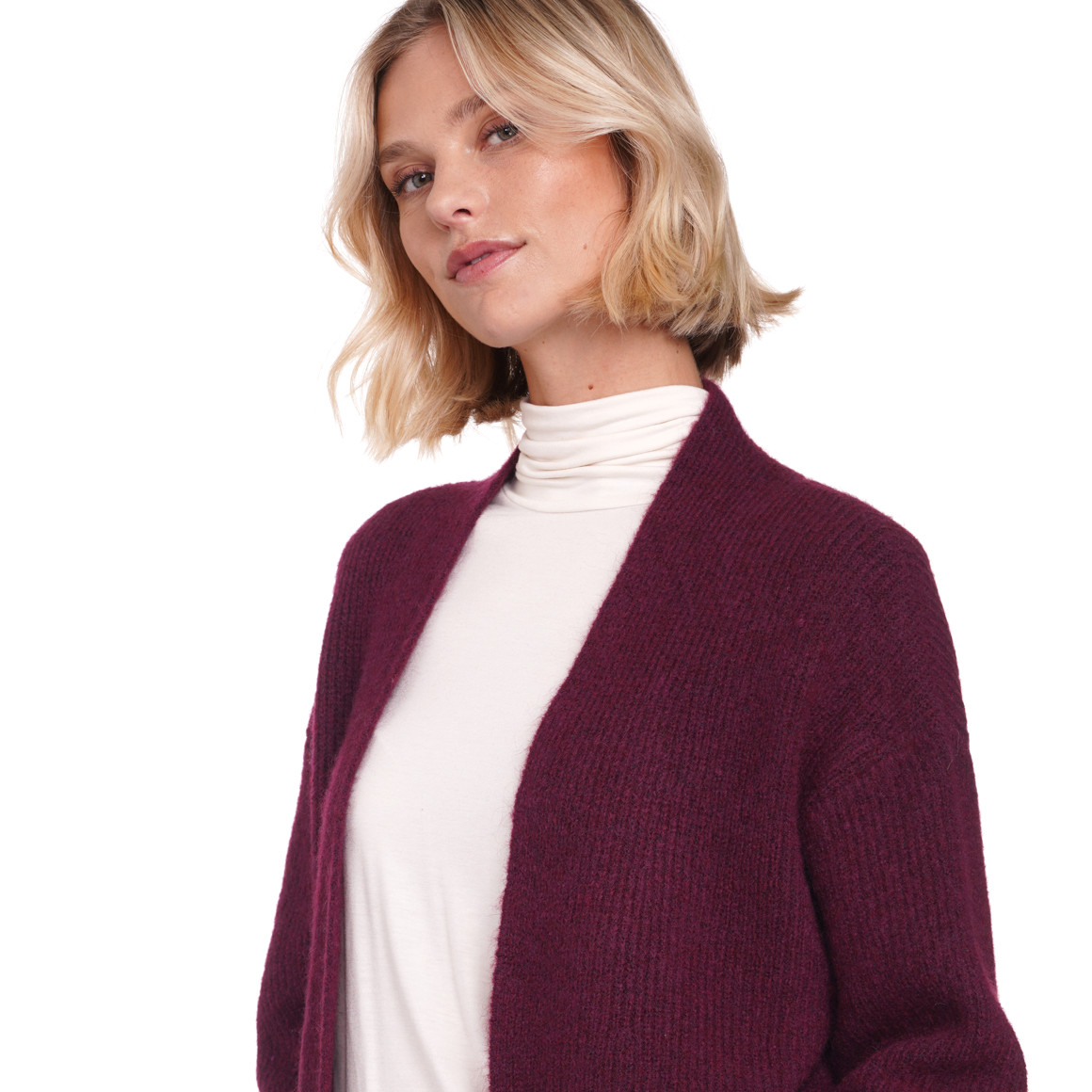 Jonas Nielsen Damen Strickjacke in Unifarben dunkellila