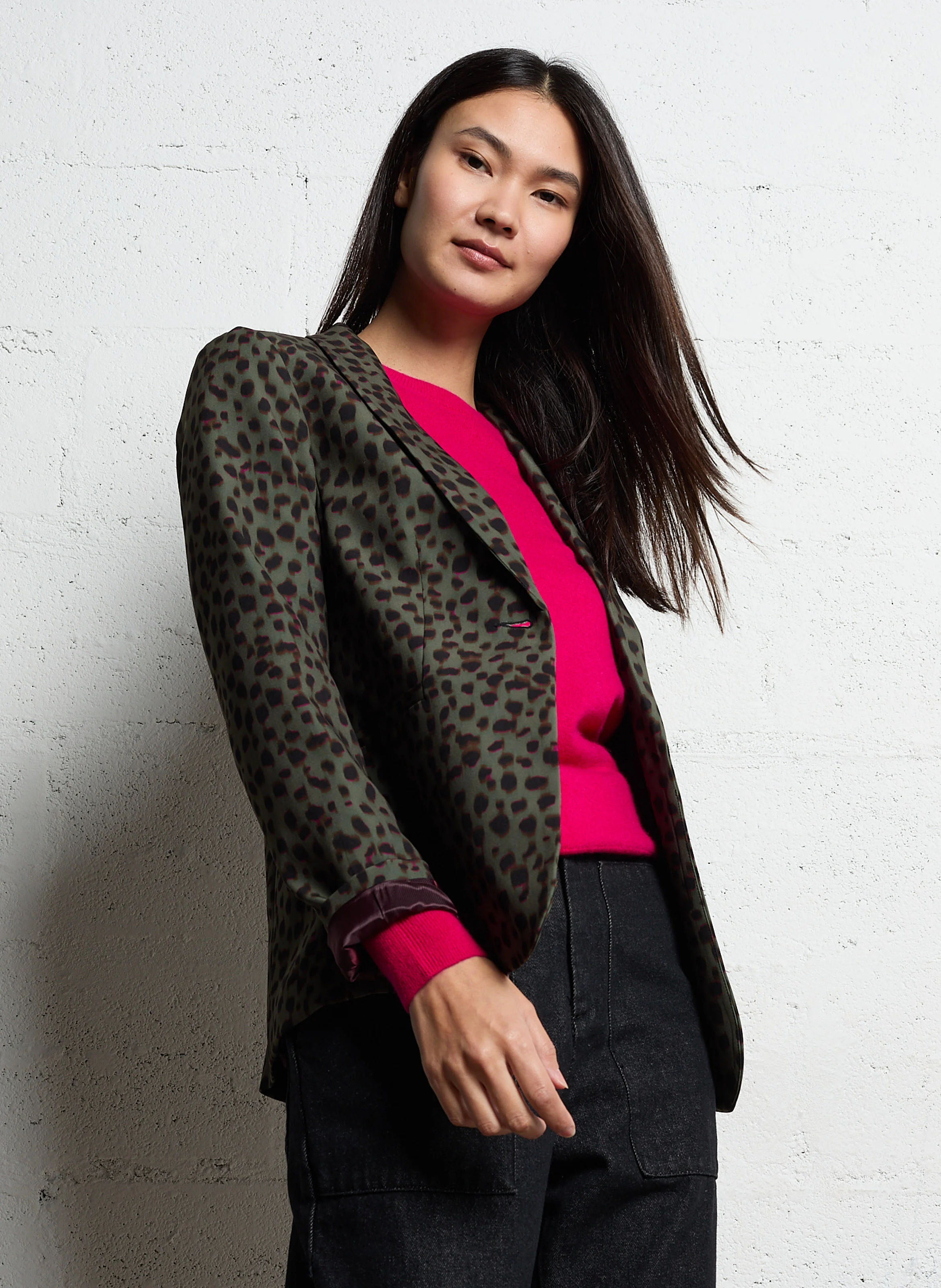 VIKKY - Veste tailleur imprimé| Kaki