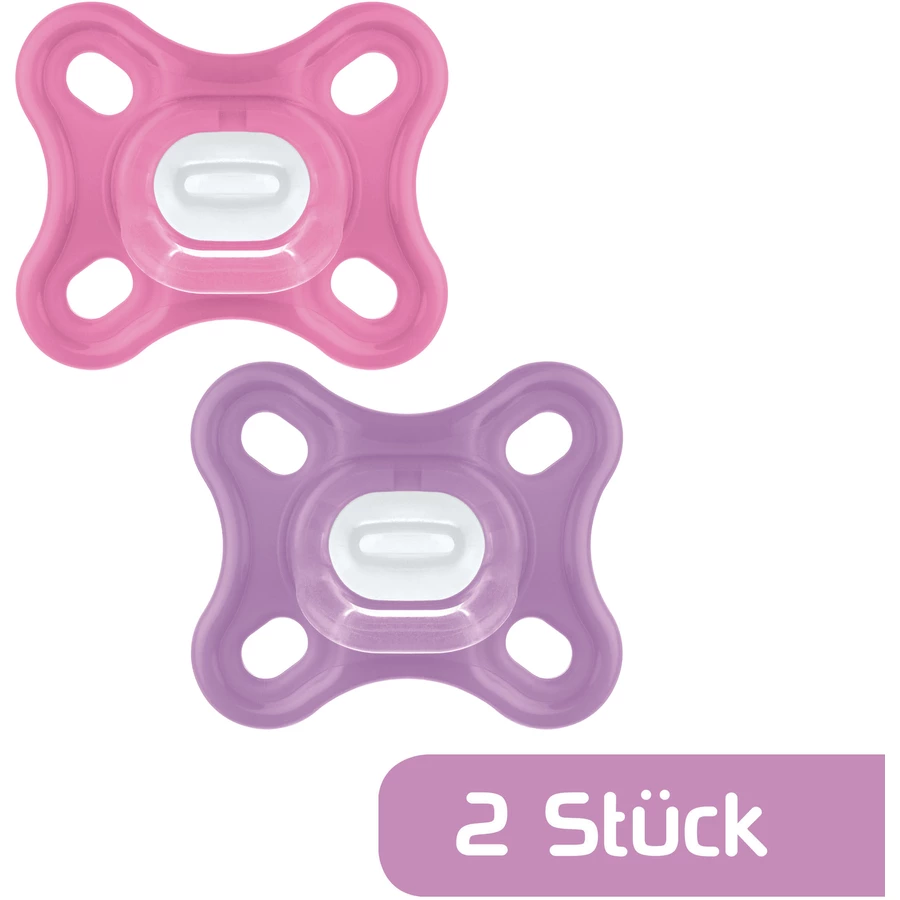 MAM Schnuller Comfort Silikon, 0+ Monate, 2 Stk, pink + lila