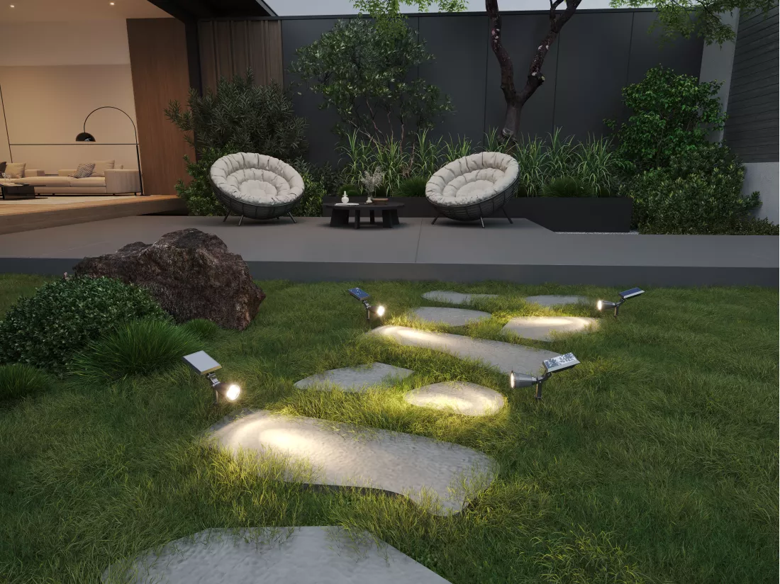 Lot de 2 balises ou appliques solaires orientables - 300 lumens - Noir - SLATINE