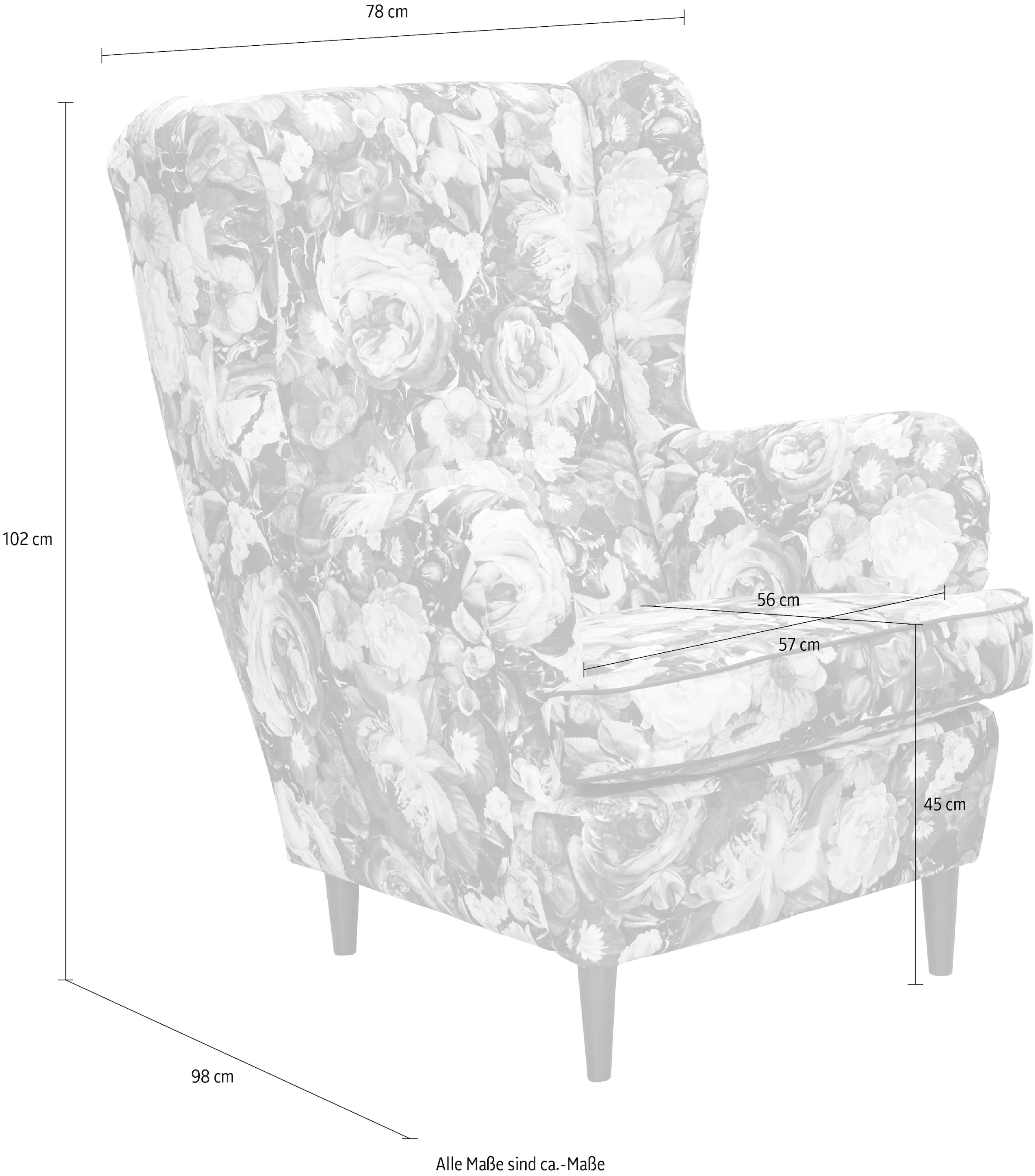 ED EXCITING DESIGN Ohrensessel »Laurel« mit Massivholzfüsse