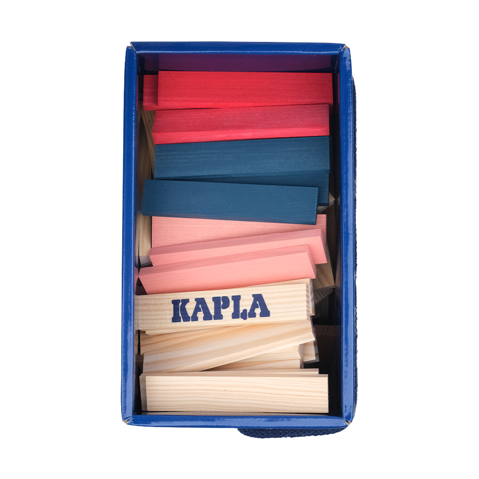 Kapla - 120 Box - Natural, Mørke Blå, Pink & Rød