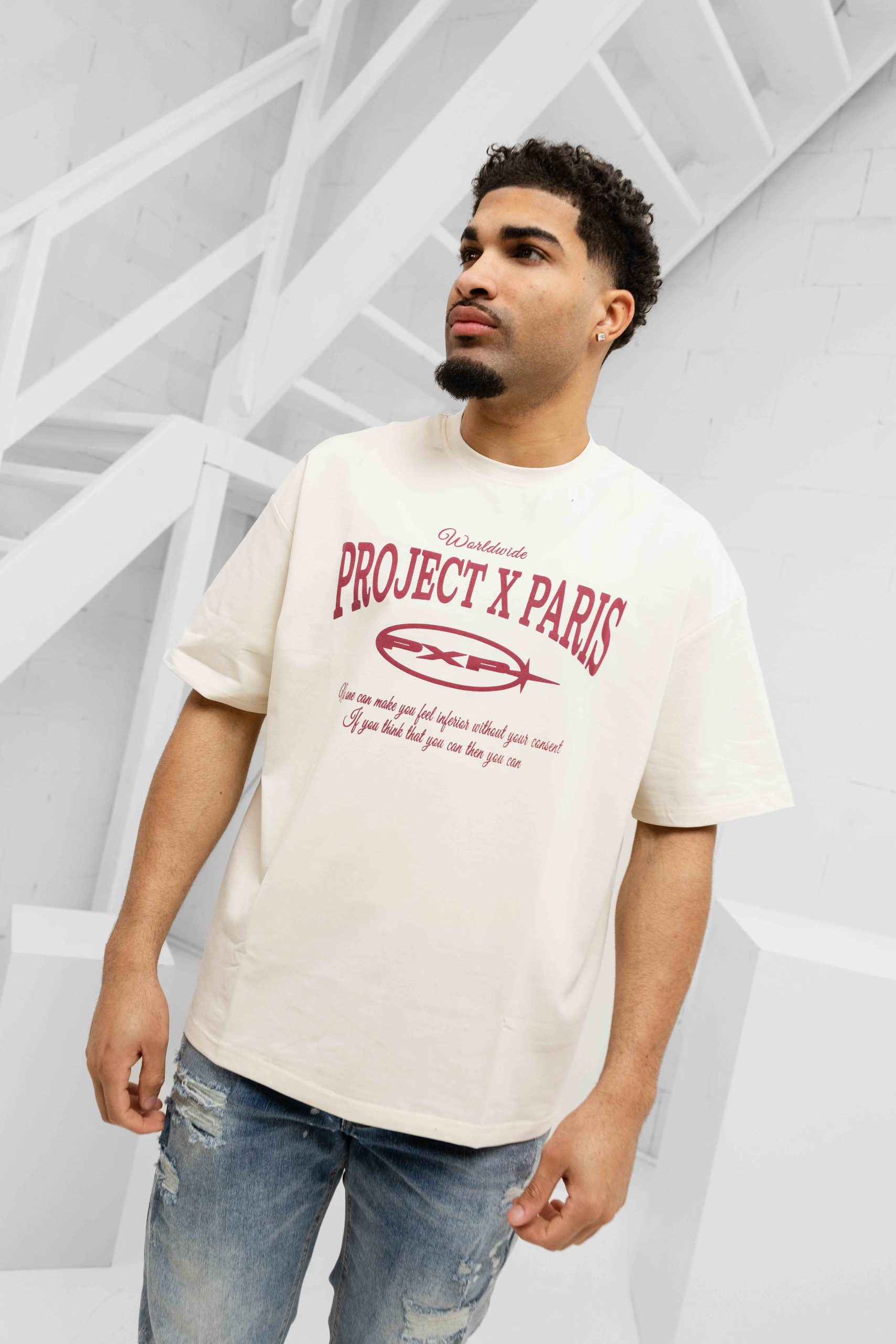 Project X Paris Varsity T-Shirt Heren Gebroken Wit