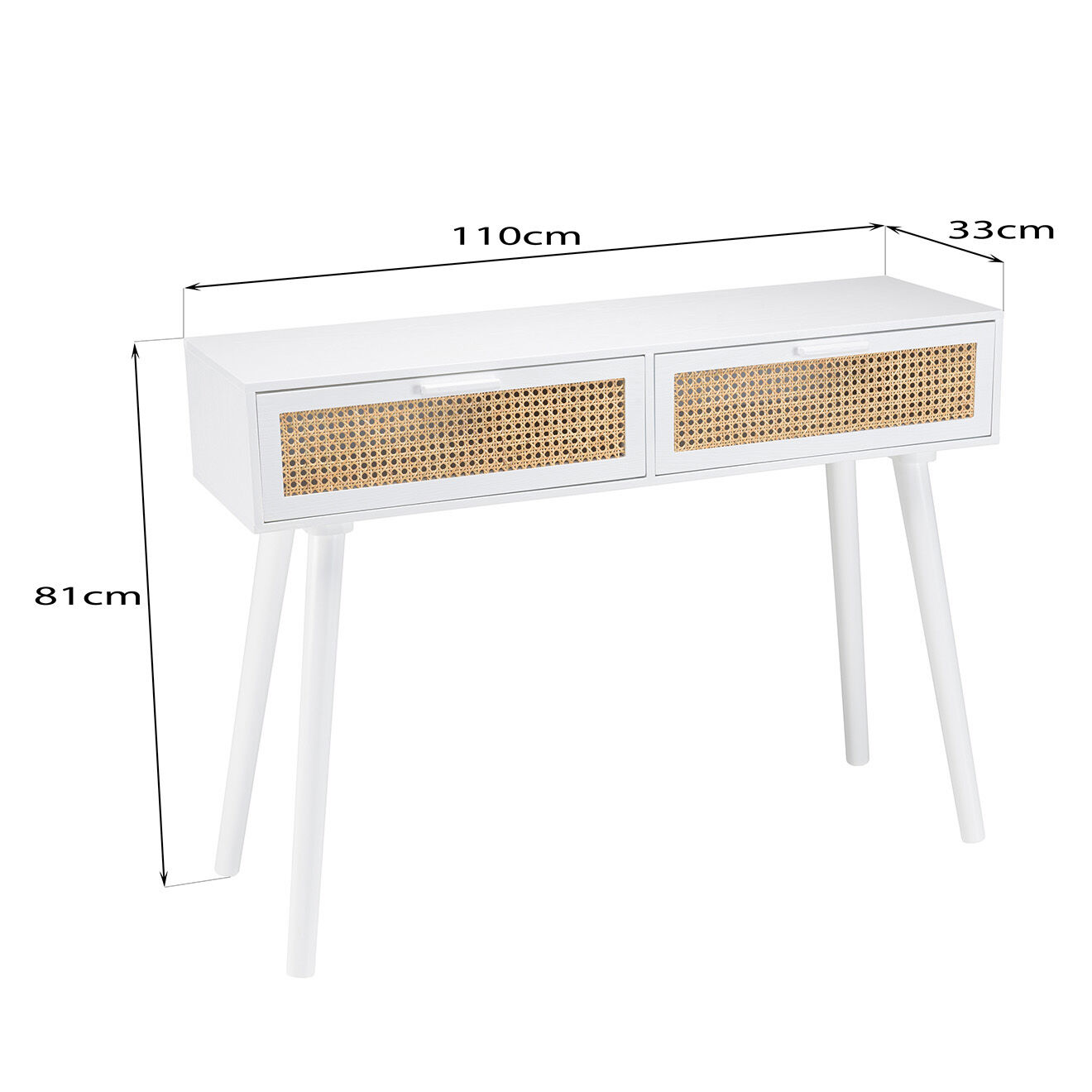 Macabane Console cannage rotin Sandro blanche - 110x33x81 cm