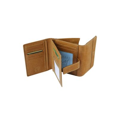 Porte-monnaie fermeture à bouton avec 4 poches fenêtres Savannah - cognac - label M