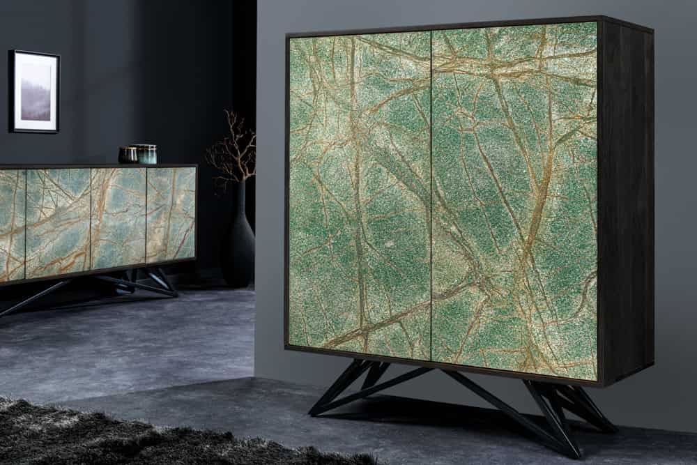 Massivholz Highboard MOUNTAIN SOUL 120cm echter Naturstein Akazie Schrank
