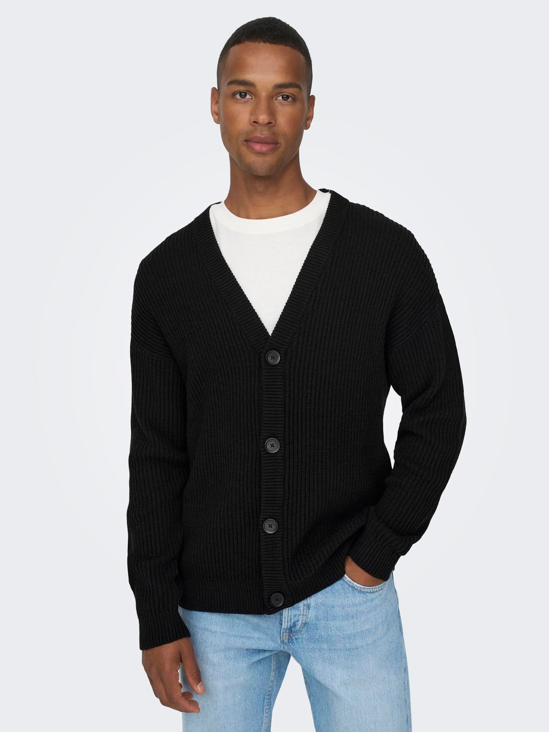 ONSKONRAD Strickjacke Black