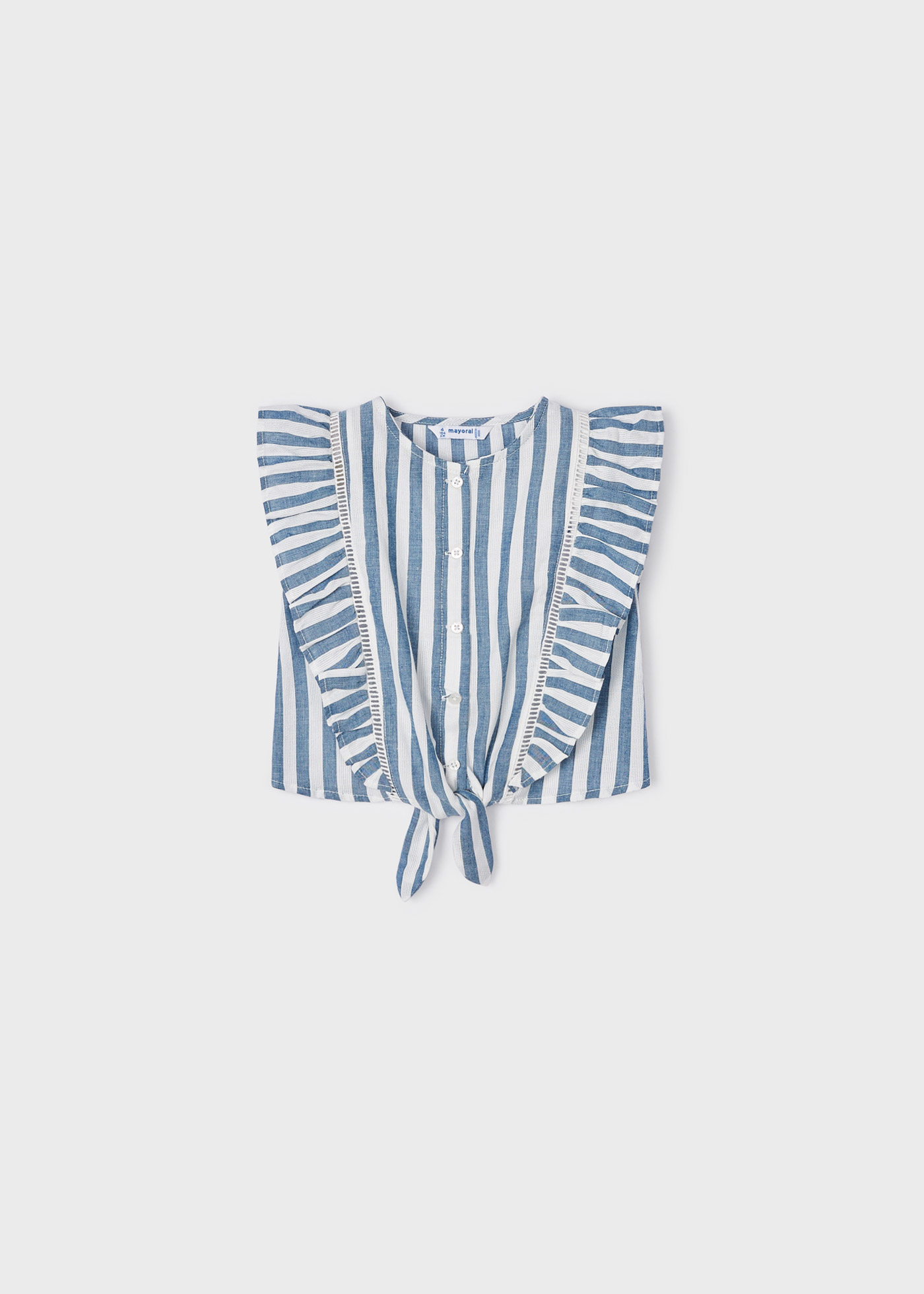 Blusa estampada sem mangas com babados para meninas