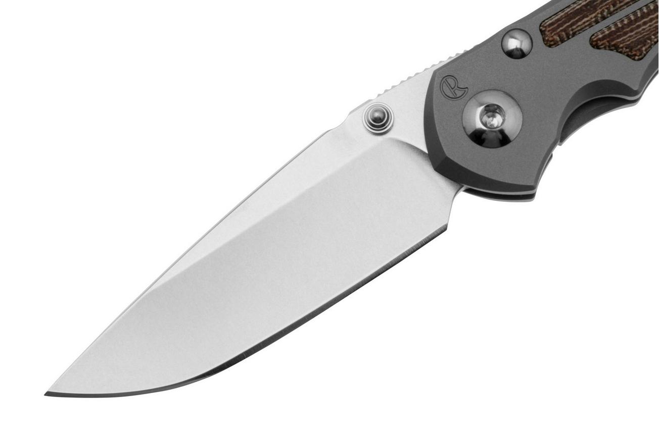 Chris Reeve Small Inkosi SIN-1118 CPM MagnaCut Drop Point, Glass Blasted Titanium, Natural Canvas Micarta Inlay, zakmes