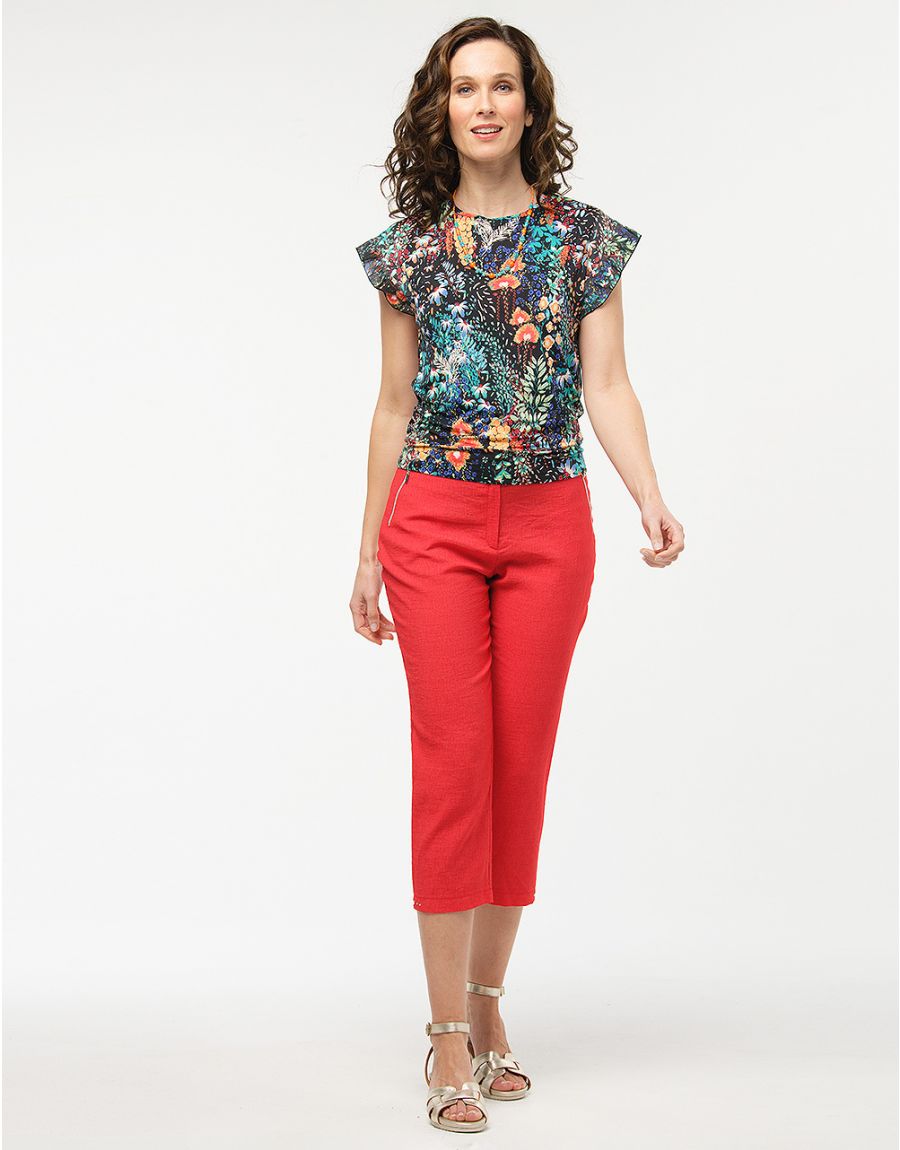 Top fluide noir fleuri