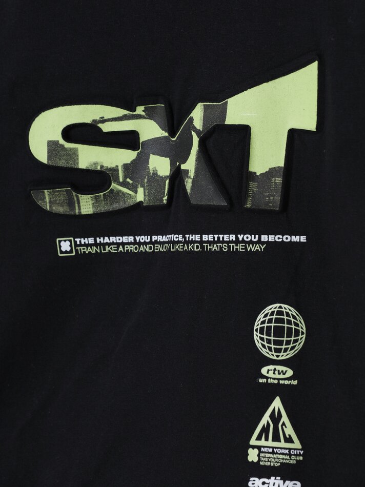 Camiseta esportiva impressa em 3D - Preta