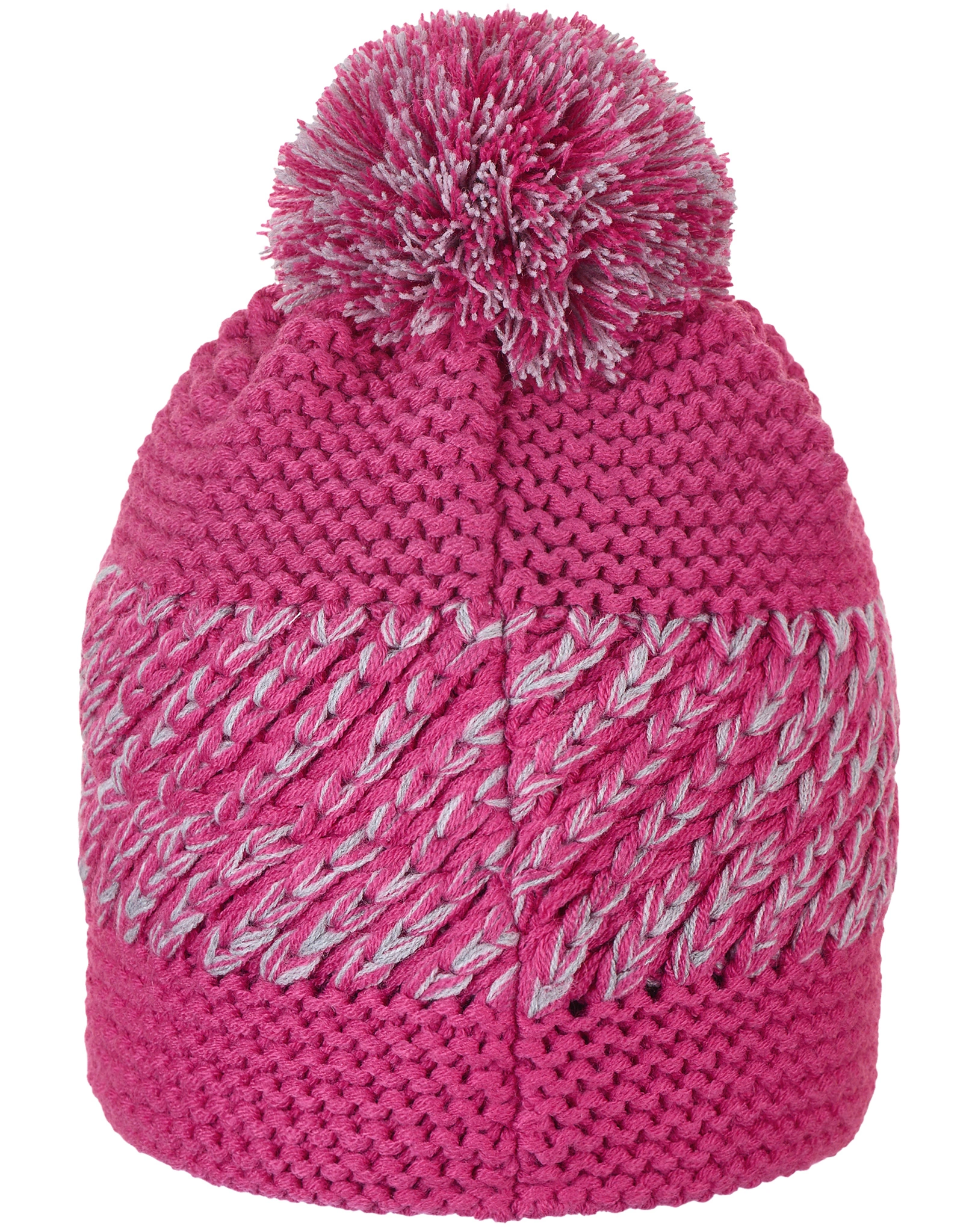 Strickmütze POMPON PATTERN gefüttert in magenta