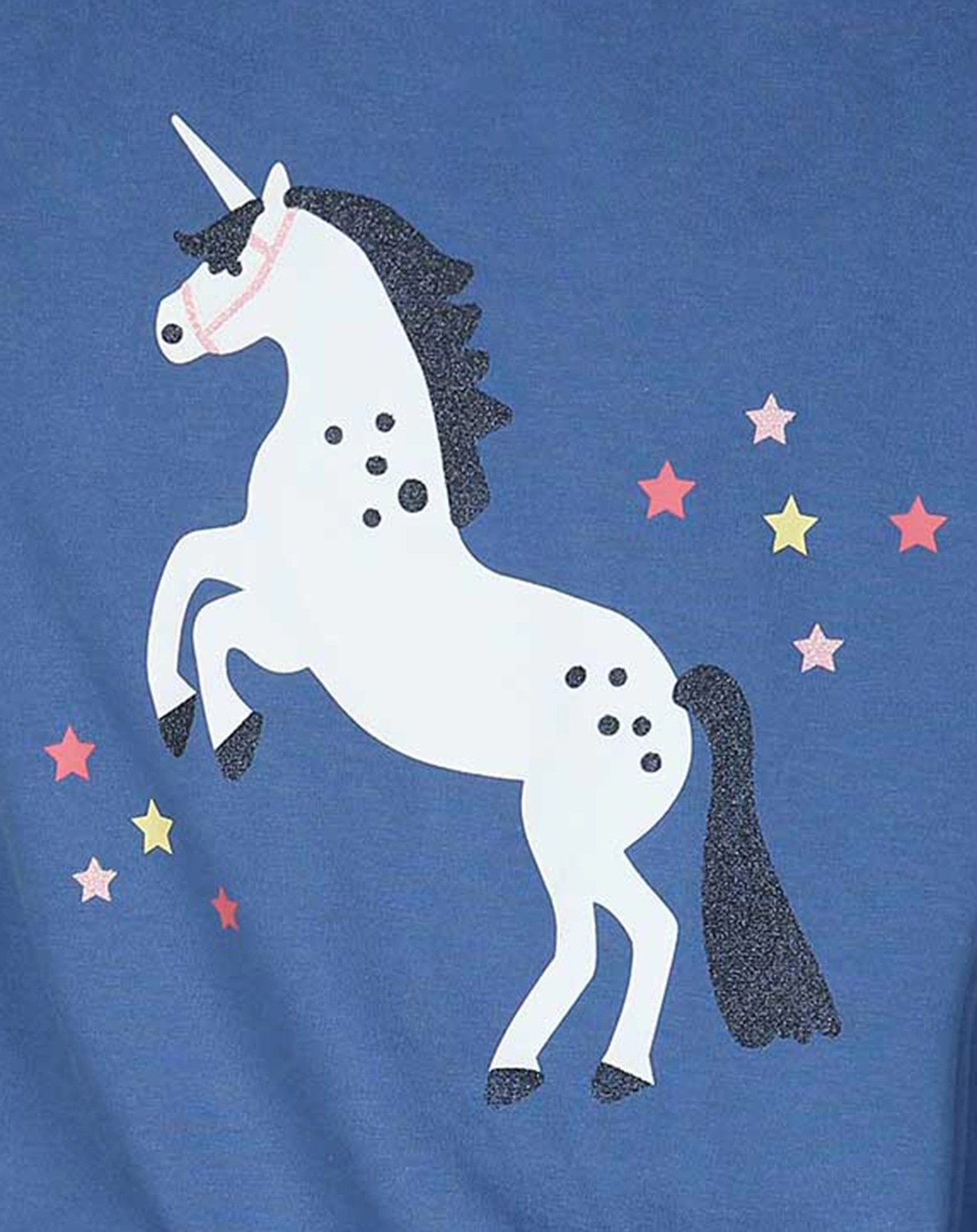 Kurzarm-Kleid EINHORN TRAUM in blau/weiß