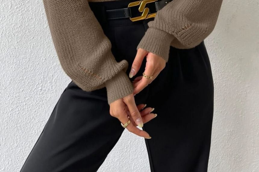 Bolgivy - Turtleneck trui met effen uitsnijding