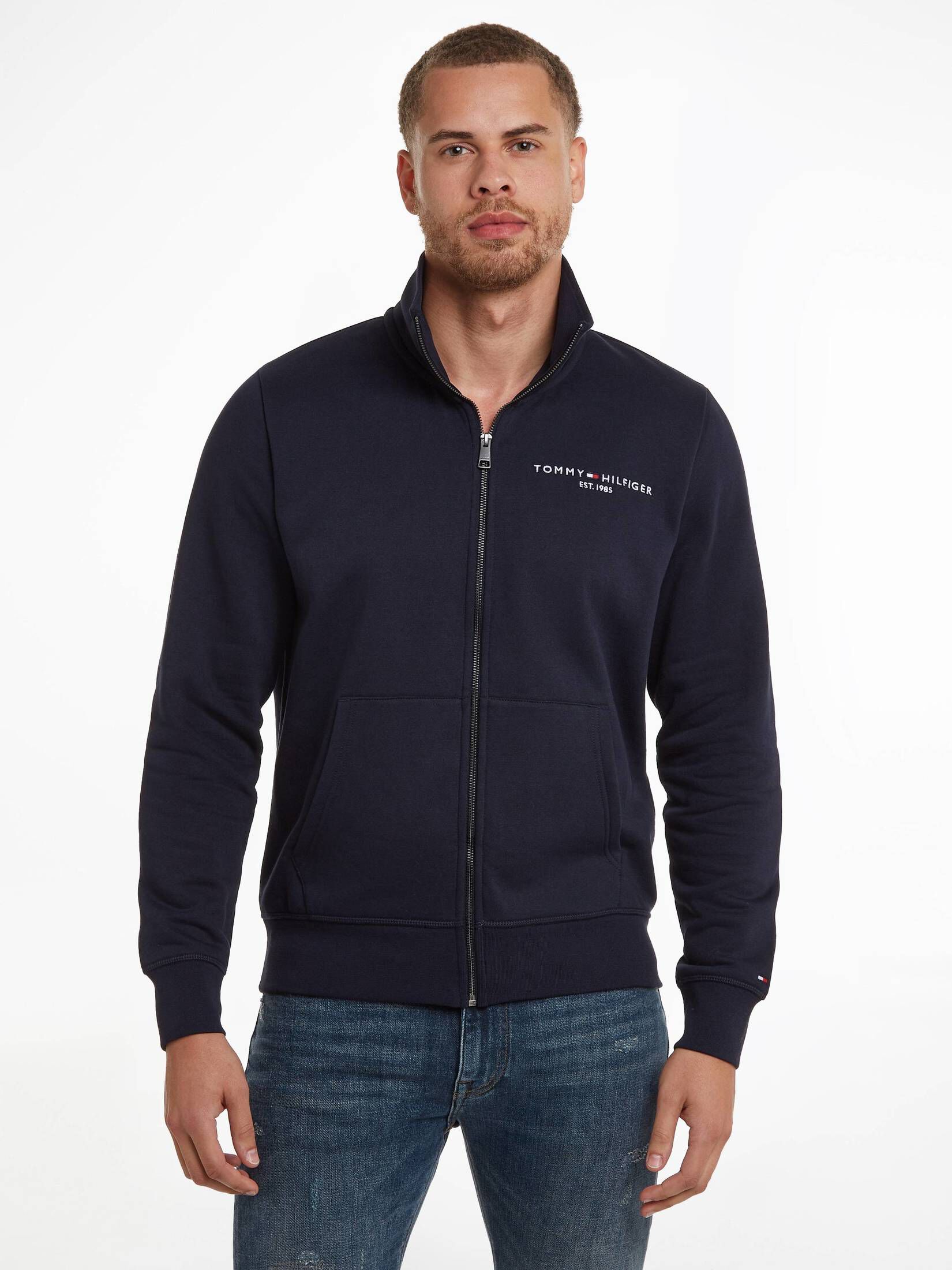 Tommy Hilfiger| Herren Sweatjacke LOGO ZIP THRU STAND COLLAR