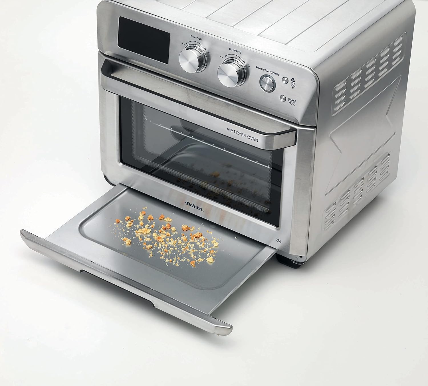 Ariete 4629 Airy Fryer Oven Digital SS, Luftfriteuse, Elektroofen, Fassungsvermögen 25 l, 1700 W, für Pizza 30 cm, LED-Display, Temperatur max. 230 °C, Silber
