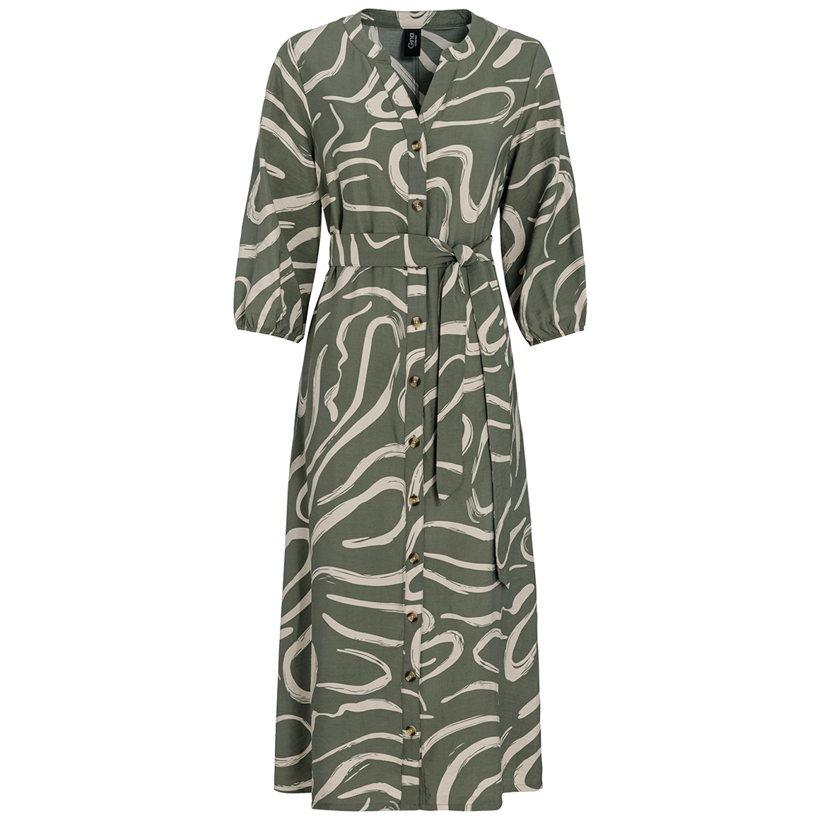 Gina Collection Damen Maxikleid aus Modal-Mix oliv