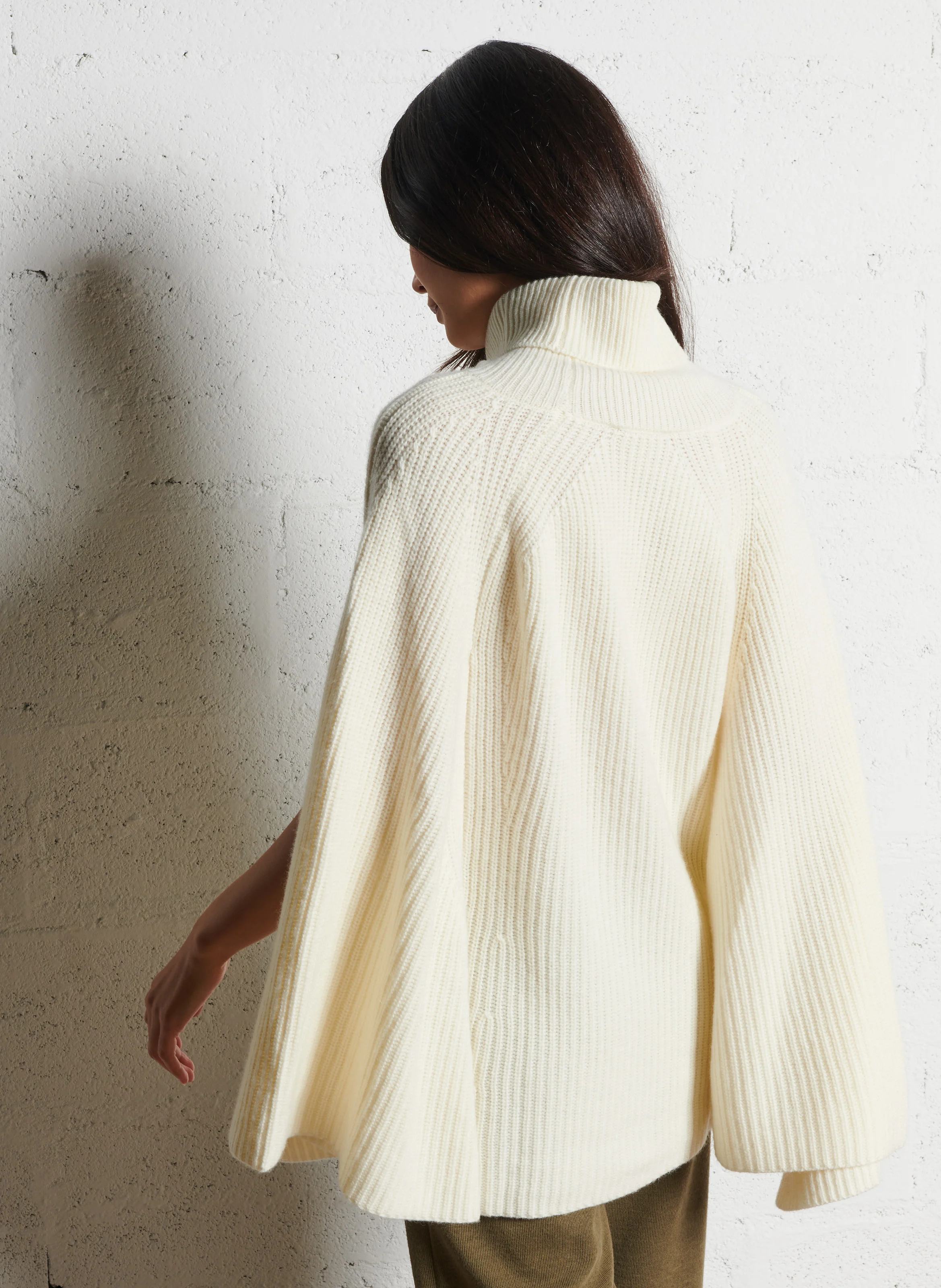 VAIANA - Col roulé aspect cape en laine mélangé| Beige