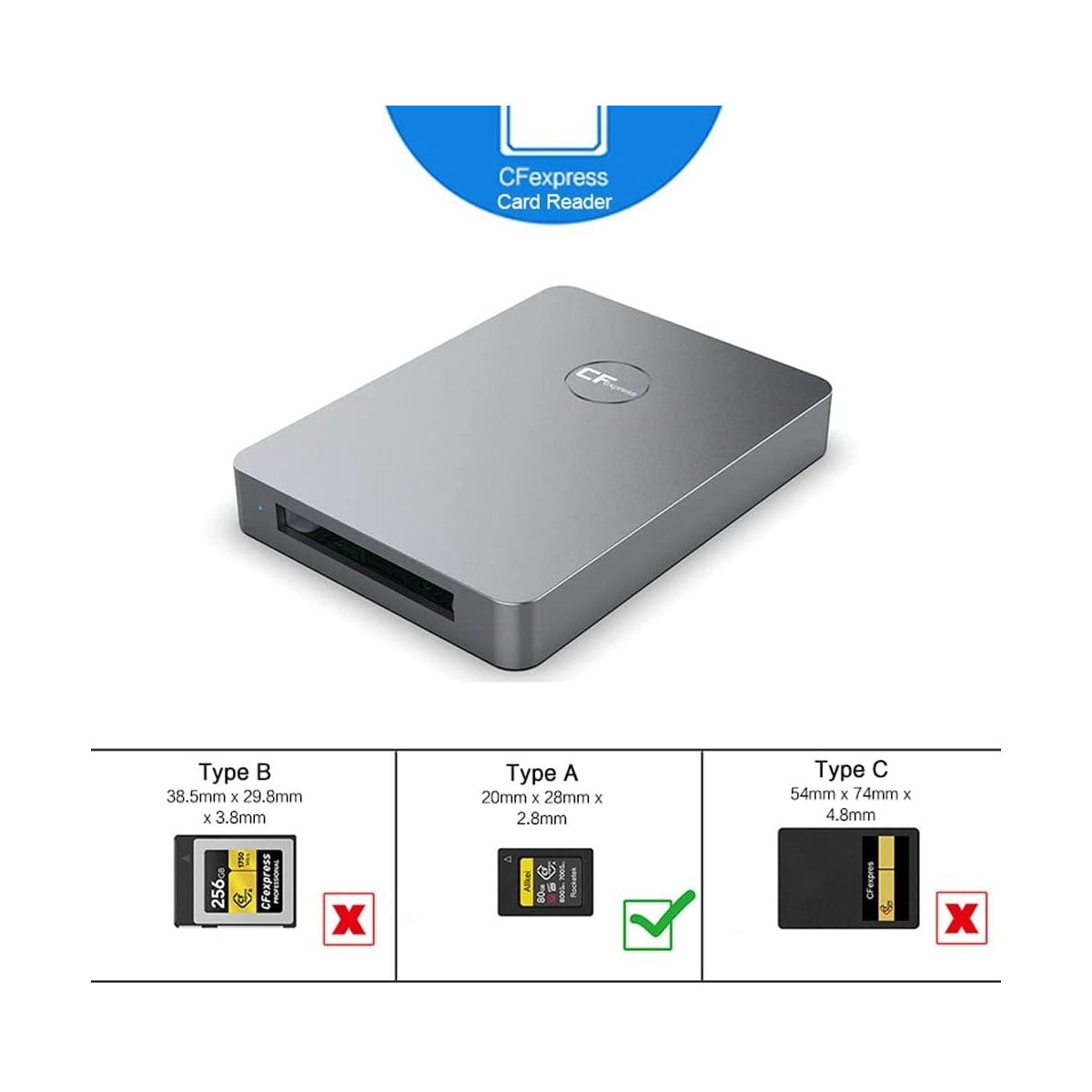 NÖRDIC USB-A, USB-C 3.2 10 Gbps kortleser CFexpress A UHS-I
