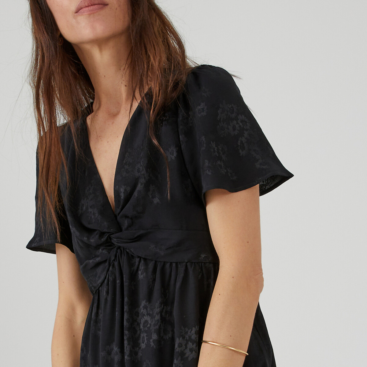 COLEÇÕES LA REDOUTE<br>Vestido longo com efeito cruzado, em jacquard