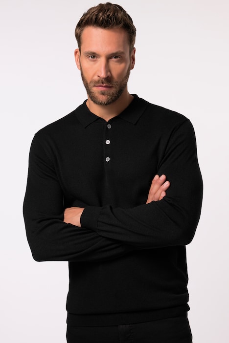 JP 1880 Strick-Poloshirt FLEXNAMIC®, Langarm, Merino-Mix, bis 7 XL