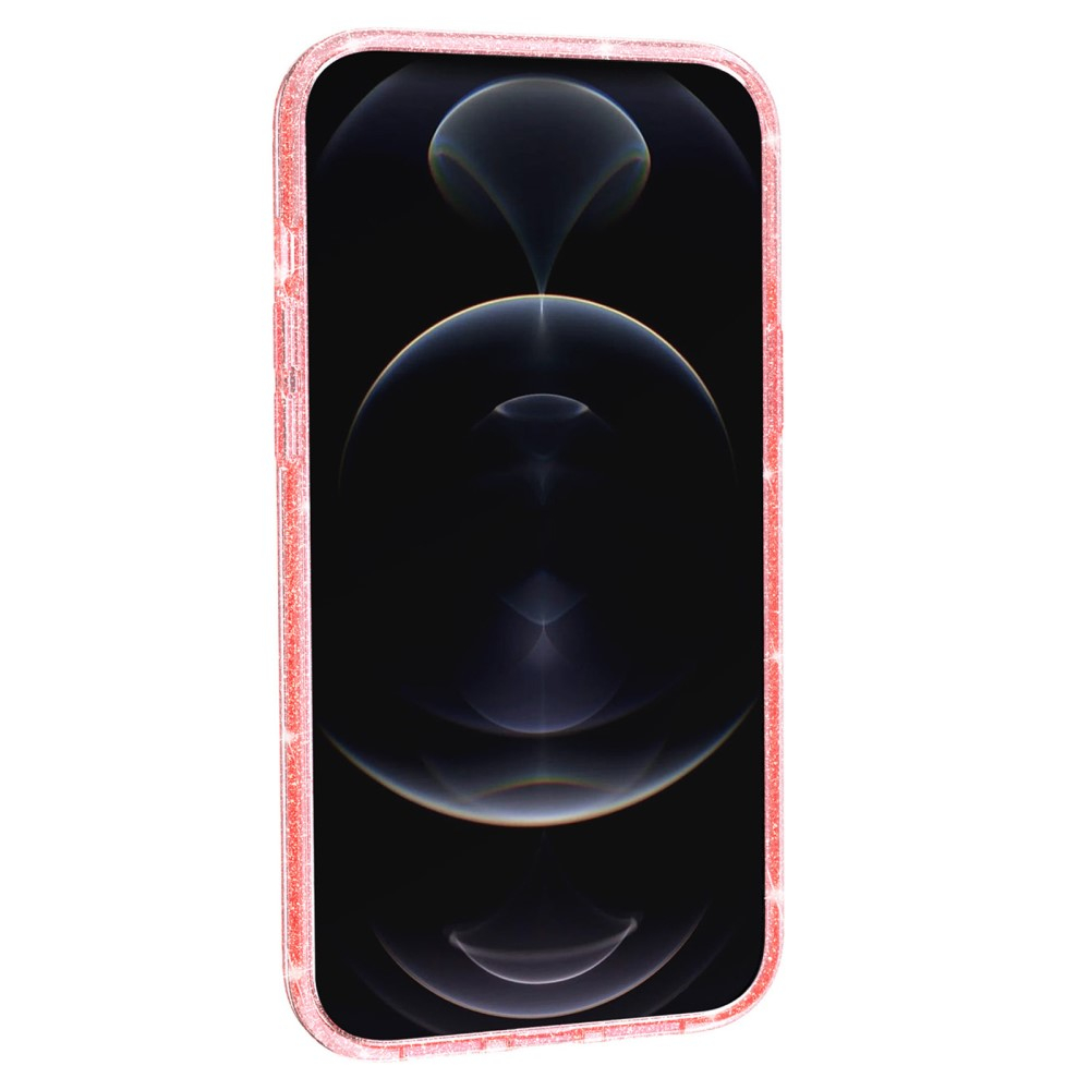 iPhone 15 Hybrid Hardcase Schutzhülle im Glitzer Design - Pink / Transparent