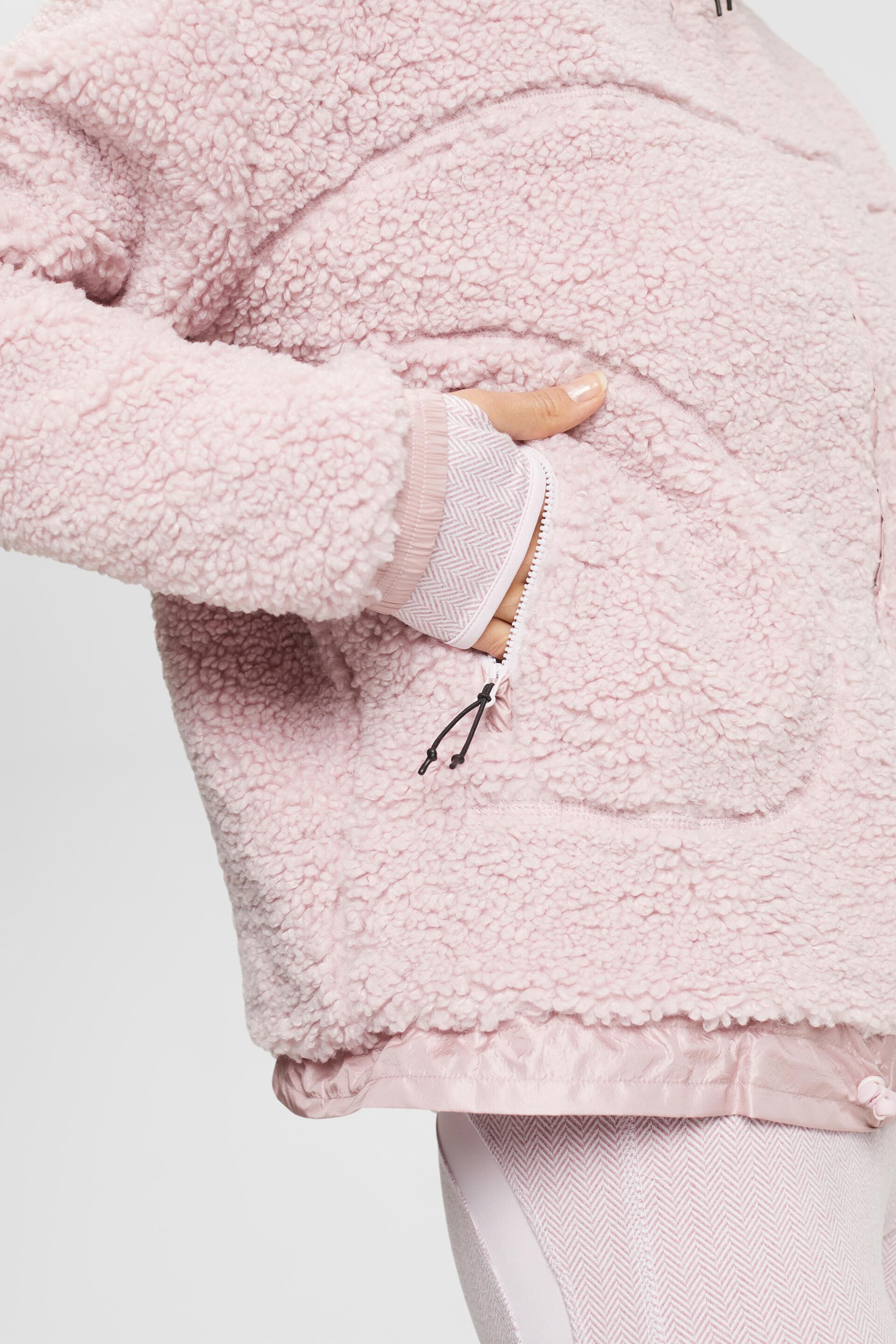 Cardigan zippé en polaire peluche à capuche