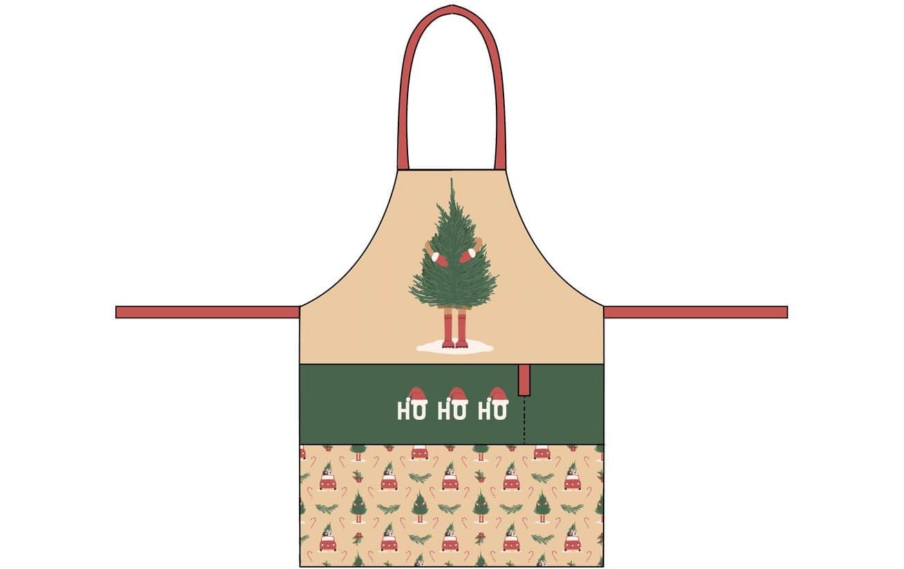 Kochschürze ho ho ho Beige/Grün/RotKüchenschürze