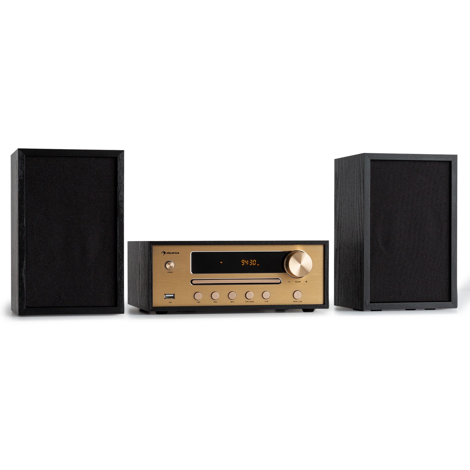 Berklee HiFi Stereo System BT Stereo-Lautsprecher UKW MP3 USB Line-In Schwarz