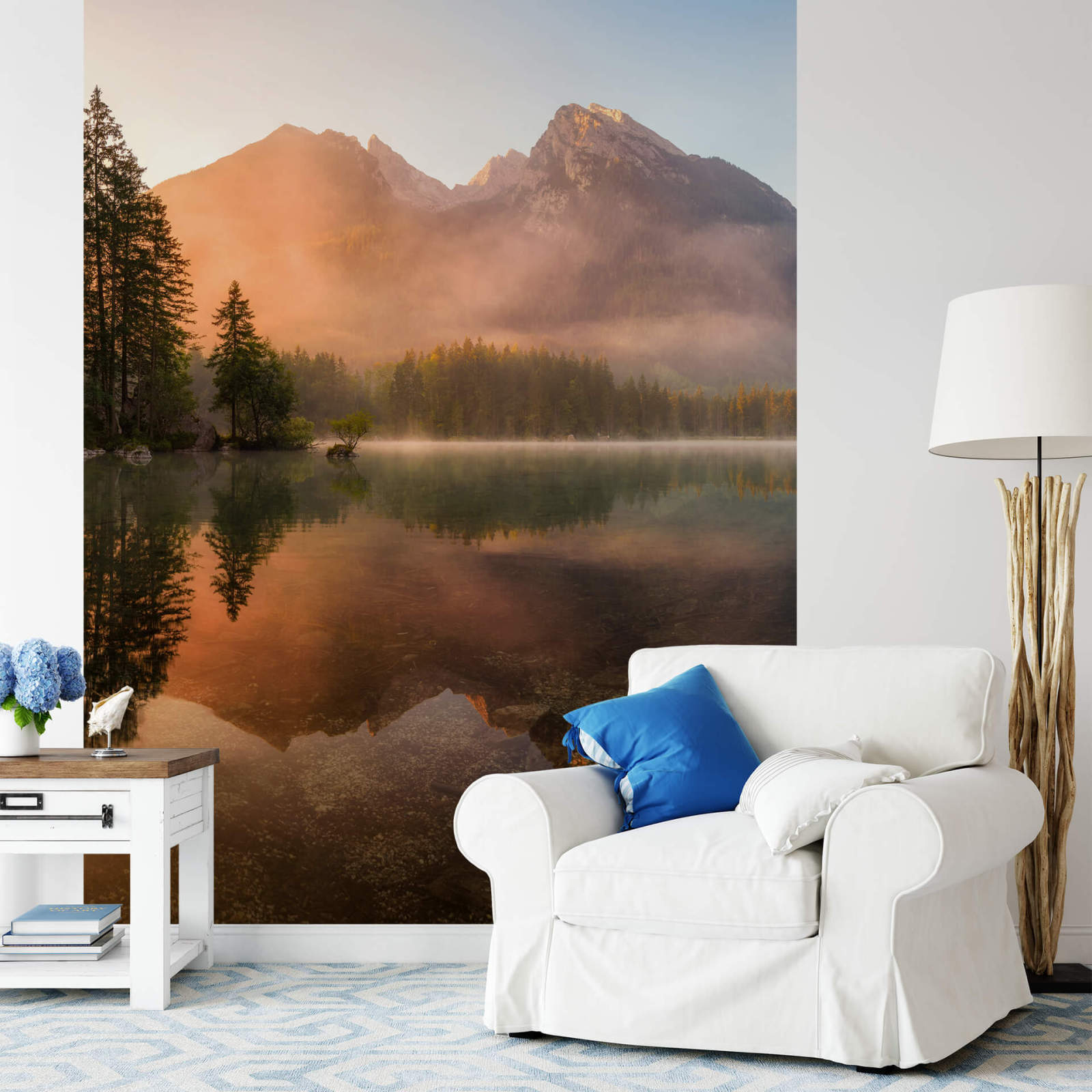 Fototapete DESIGNWALLS 2.0 - grün-orange - Berge - 2,6 Meter