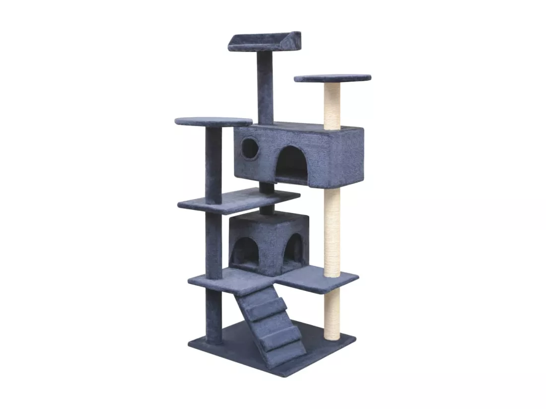 Arbre à chat avec griffoirs en sisal 125 cm Bleu foncé