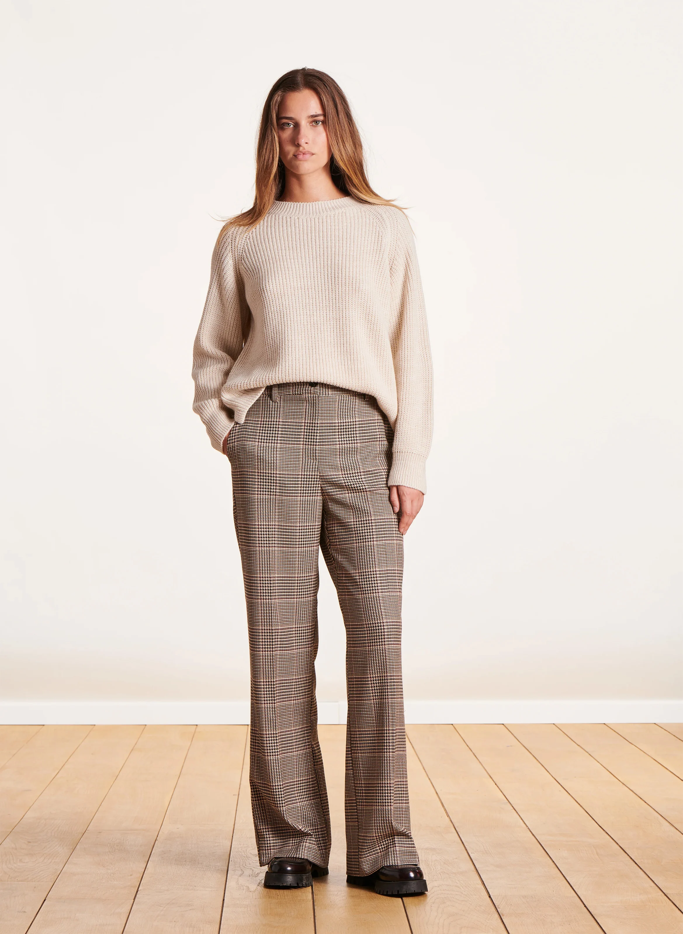 Pantalon droit imprimé | Marron