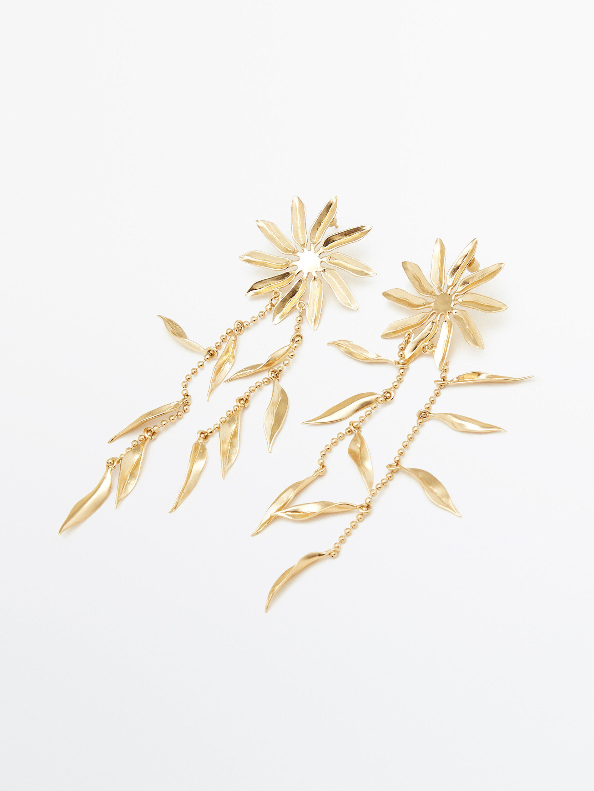 Grandes pingentes de flores e cobre em banho de ouro - DORADO