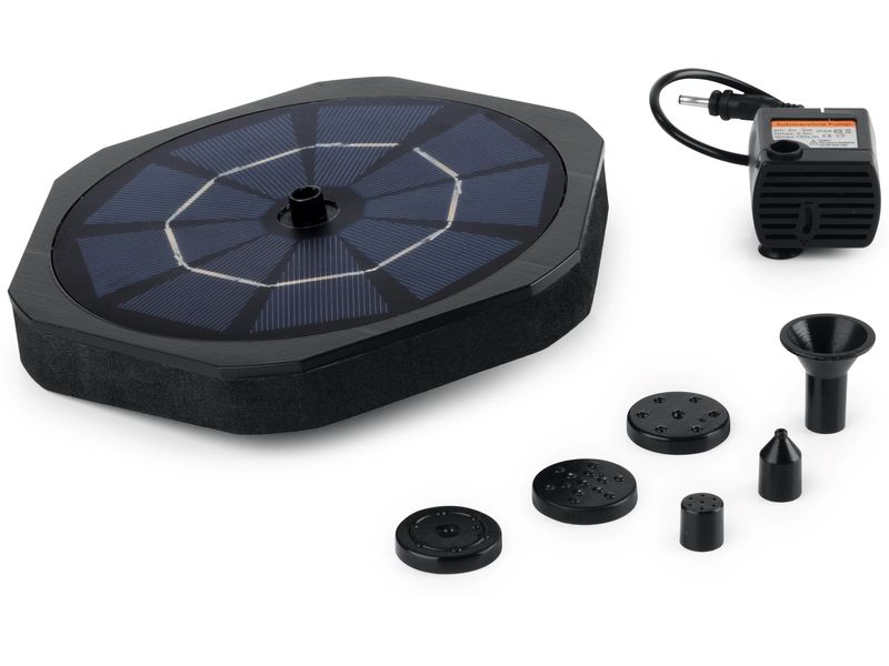 Garvida Solar-Gartenfontäne 3.7 V Schwarz Solar-Gartenbrunnen