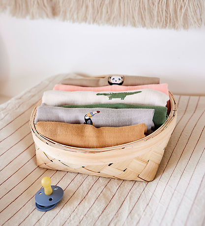 OYOY Spucktücher - 70x70 cm - Krokodil - 2er-Pack - Beige/Olive