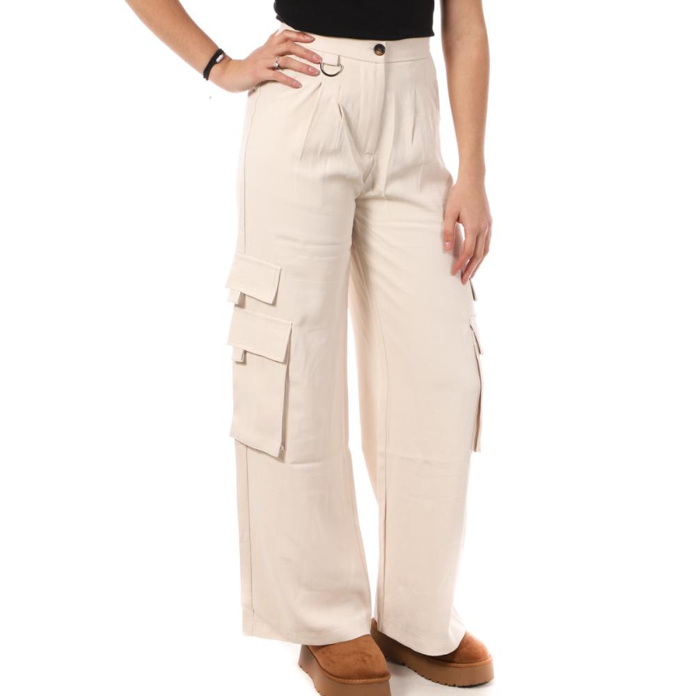 Monday Premium Pantalon Cargo Fluide Écru Femme Monday Premium 9978