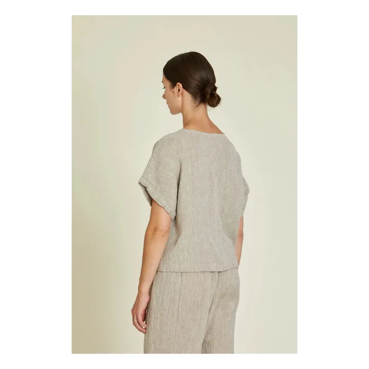 Black Crane Top Basique Lin | Gris clair
