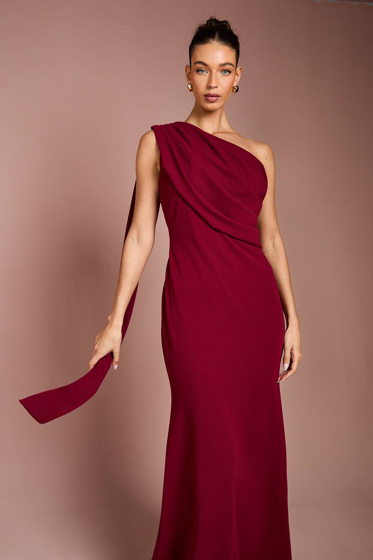 Coast Robe Maxi en Crêpe Extensible à Une Épaule