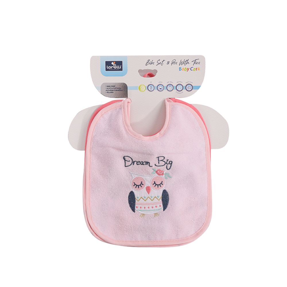 Baby Care Babylatz-Set 3-teilig, waschbar, zum Binden, einlagig, ab Geburt rosa