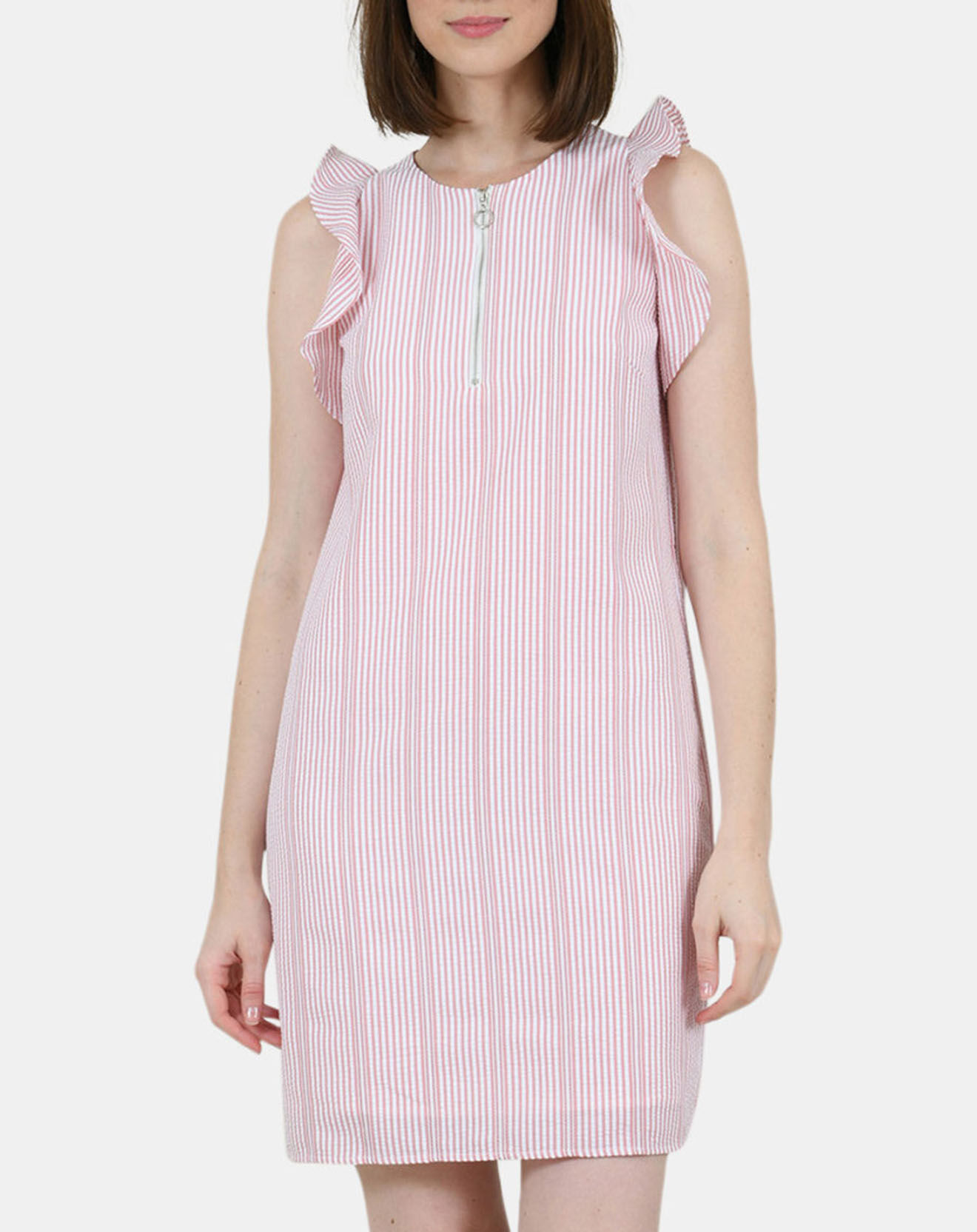 Molly Bracken Robe courte droite à rayures rose/blanc