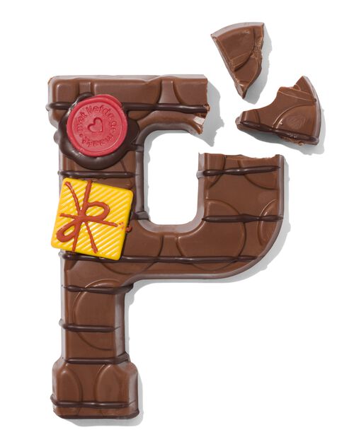 lettre P en chocolat au lait décorée à la main 200g