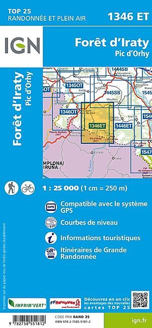 IGN - TOP 25 1346 ET FORET D IRATY 1 25 000