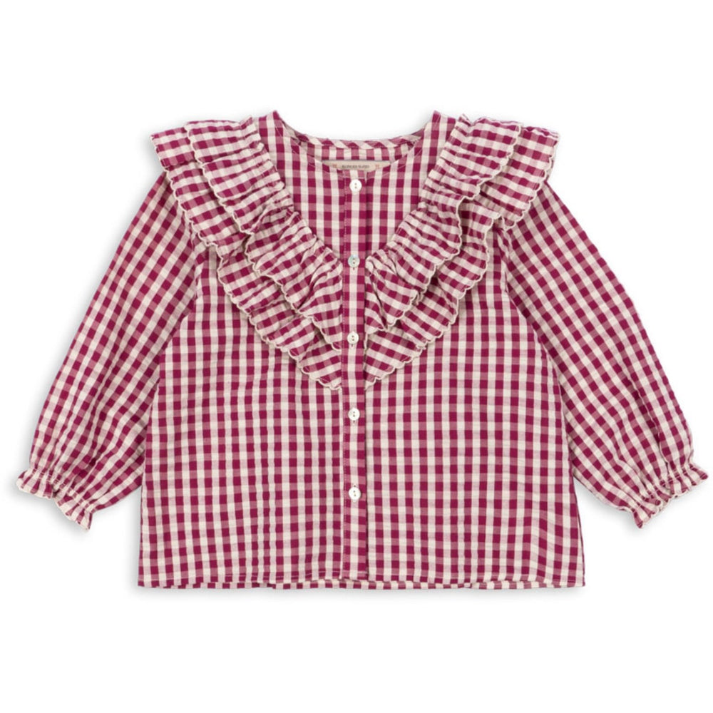 Køb Konges Sløjd Sangria/Butter Check Kim Flæse Bluse GOTS